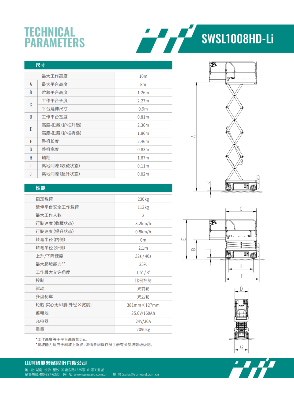 SWSL1008HD-Li 電動(dòng)剪叉式高空作業(yè)平臺